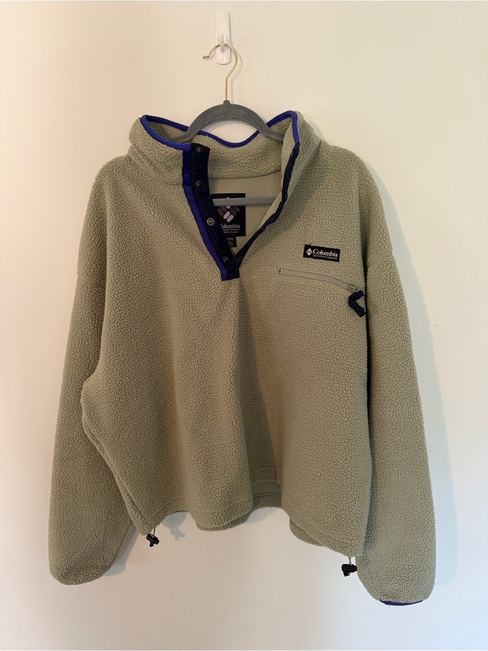 Columbia Sherpa Fleece Snap Pullover Beige Purple XXL
